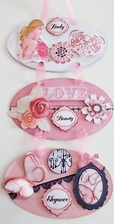 Elegance  Hanging Oval Plaques Trio by Pam Stubley
