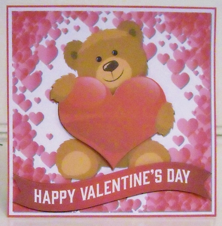 BEAR WITH HEART - VALENTINES DAY QUICK CARD SHEET by Pam Stubley