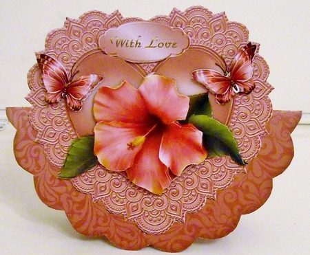 Hibiscus Heart - Scallop Shaped Wobble Card Mini-Kit by Pam Stubley
