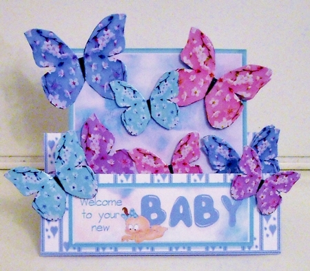 Welcome New Baby Butterfly Folded card by Pam Stubley