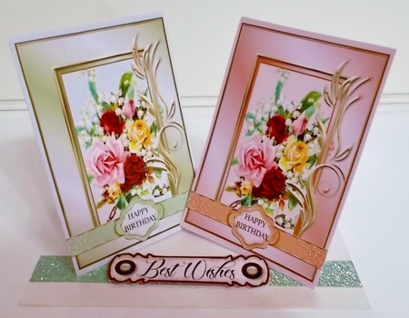 Floral Bouquet Delight Green & Peach by Pam Stubley