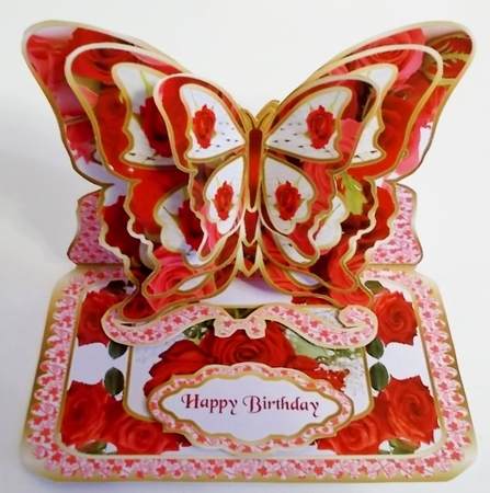 Butterfly easel Red Roses (birthday) by Pam Stubley