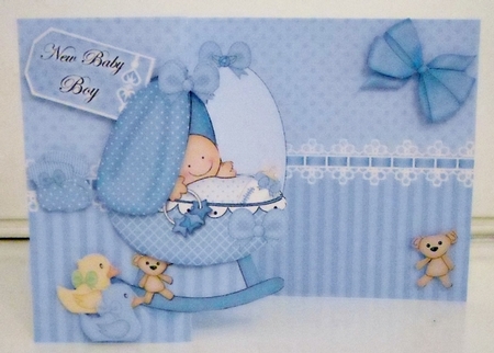 3D Shaped No-Hole Fold Back Mini Kit -   New Baby Boy Cradle by Pam Stubley