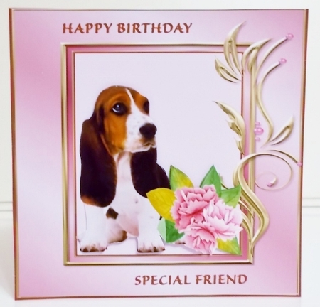 Beagle and Flowers 7 x 7 by Pam Stubley