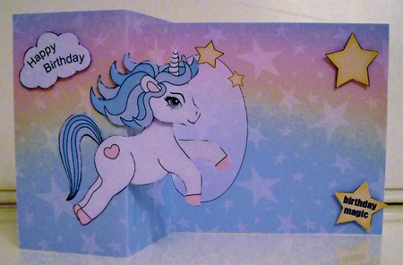3D Shaped No-Hole Fold Back Mini Kit -   Cute Little Baby Unicorn Blueberry by Pam Stubley