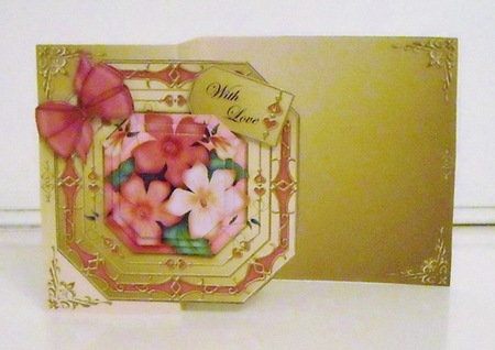 3D Shaped No-Hole Fold Back Pretty Floral Card with Pyramage Mini Kit  -  Pretty Violas by Pam Stubley