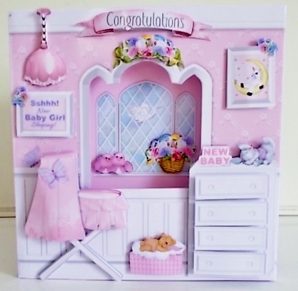 3D BOX CARD KIT - New Baby Girl by Pam Stubley