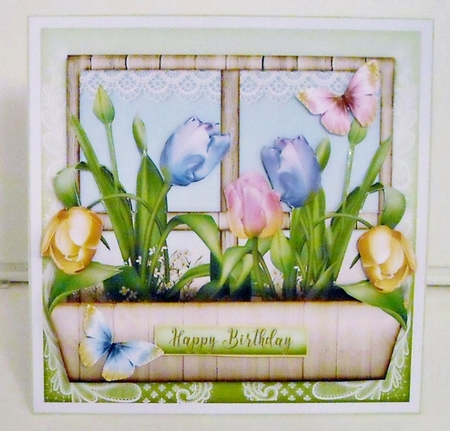 Flower Window Spring tulips Card Kit 1417 by Pam Stubley