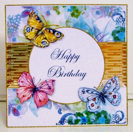 Floral and Butterflies Birthday Card Front 3 by Pam Stubley