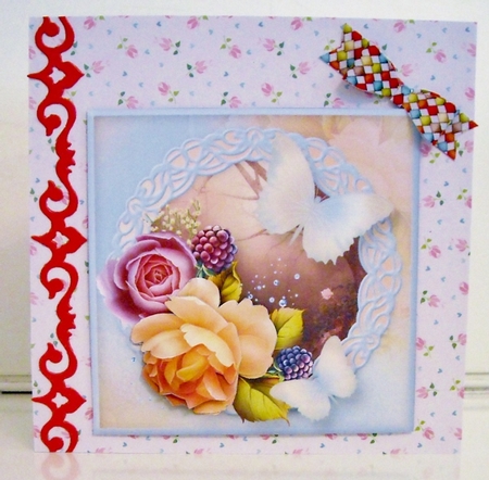 Roses in the Morning - Decoupage Card Front by Pam Stubley