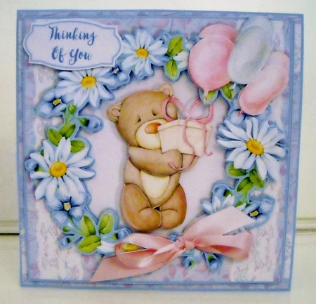 8x8 CARD FRONT - Celebration Bear by Pam Stubley