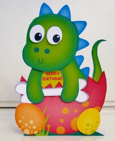 Baby Harthling Dinosaur 3D Card & Envelope by Pam Stubley