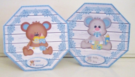 Octagon baby Boy & Girl 4 Quick Cards by Pam Stubley