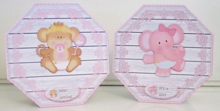 Octagon baby Boy & Girl 4 Quick Cards by Pam Stubley