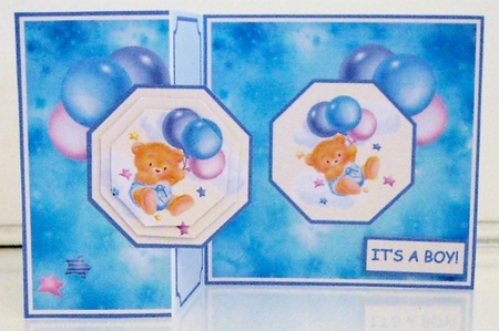 Baby Boy Teddie With Balloons by Pam Stubley