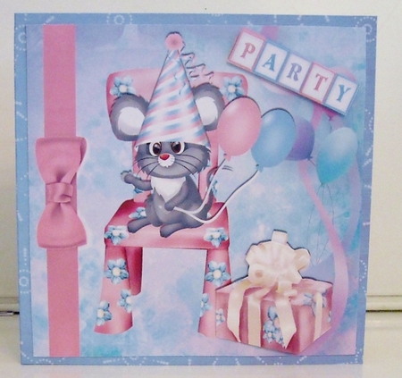 cute little mouses birthday with present 8x8 by Pam Stubley