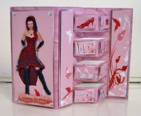 Tri Fold Pop Out Card Mini Kit - Pink with shoes by Pam Stubley