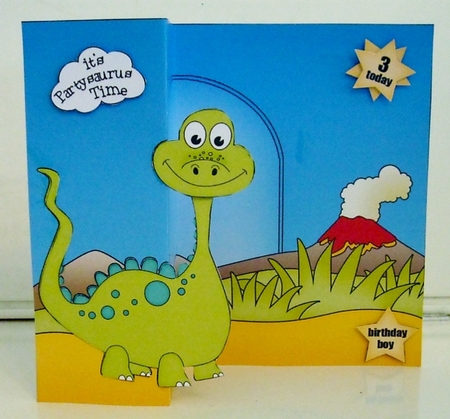 3D Shaped No-Hole Fold Back Mini Kit -  Cute Little Dinosaur  Dennis by Pam Stubley