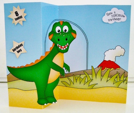3D Shaped No-Hole Fold Back Mini Kit -  Cute Little Dinosaur  Rampardos by Pam Stubley