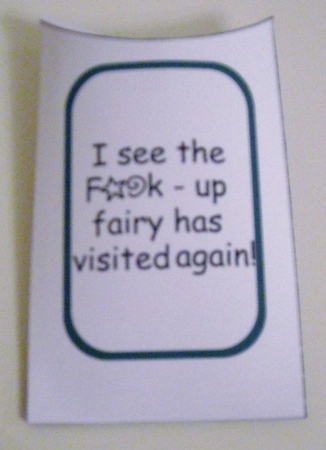 Stella and The F up Fairy Pillow Box ink Saver by Pam Stubley
