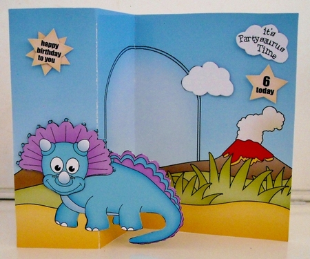 3D Shaped No-Hole Fold Back Mini Kit -  Cute Little Dinosaur  Riposaur by Pam Stubley