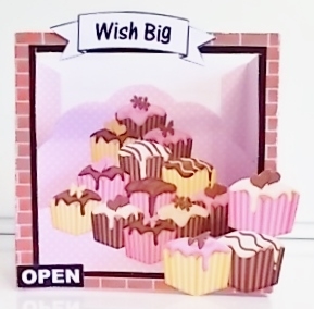 3D Shadow Box Card Mini Kit  -  The Cherry on Top Fondant Fancy Cake Shop by Pam Stubley