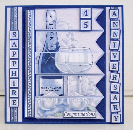 CHAMPAGNE 7.5 Alphabet Sapphire Wedding Anniversary Alphabet & Age Card Kit  by Pam Stubley