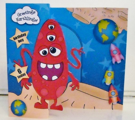 3D Shaped No-Hole Fold Back Mini Kit -  Cute Alien Vaef by Pam Stubley
