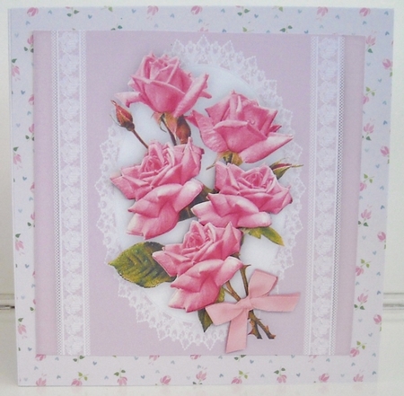 Beautiful  Roses on Lace  by Pam Stubley