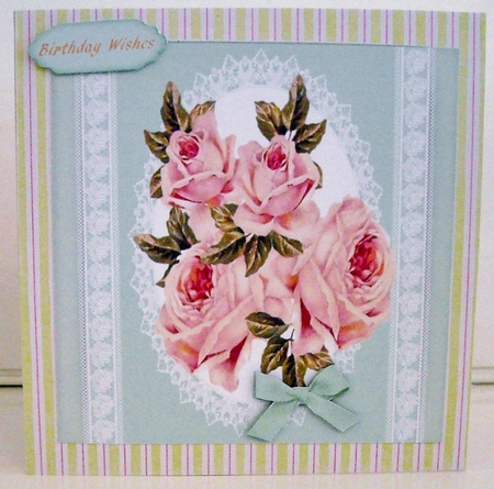 Beautiful French  Roses on Lace  by Pam Stubley
