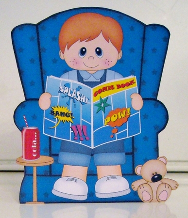 3D Shaped Card  Kit - Toddler Boy reads a Comic by Pam Stubley