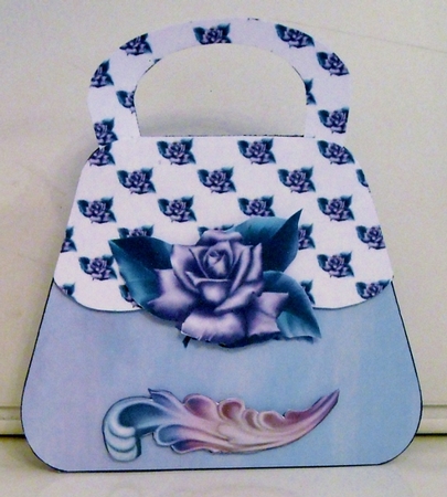 Lovely Handbag Card kit with purple rose by Pam Stubley