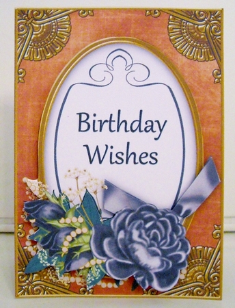 Black Rose Birthday Wishes 7x5in Oval Decoupage Topper by Pam Stubley