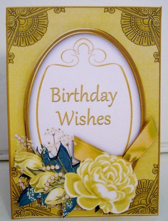 Lemon Rose Birthday Wishes 7x5in Oval Decoupage Topper by Pam Stubley