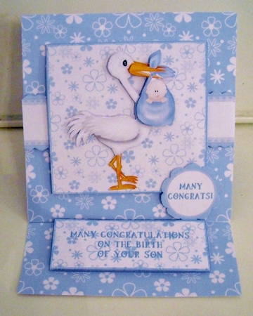 NOT THE STORK THAT BRINGS THE BABY BOY BIRTH CONGRATULATIONS EASEL by Pam Stubley