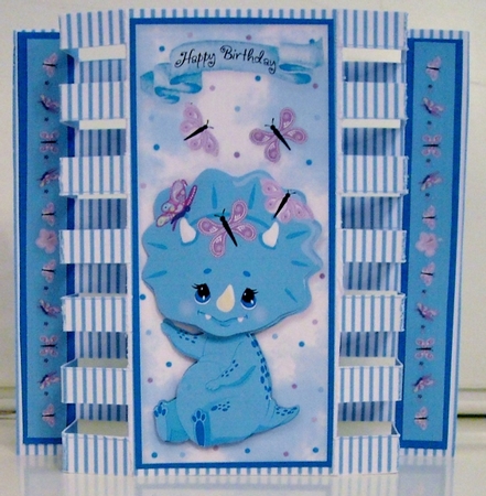 Baby Blue Dinosaur Box Fold Card by Pam Stubley