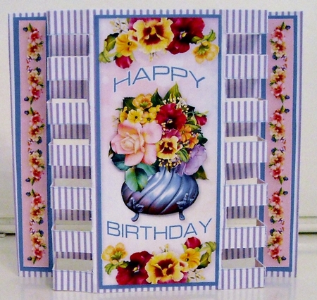 Blue Vase Pansy Box Fold Card by Pam Stubley