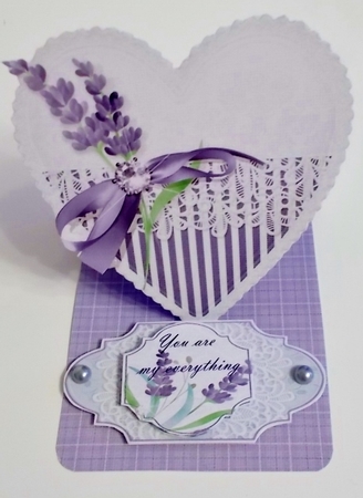 Lavender and Lace Heart Shaped Easel Card Kit You Are My Everything  by Pam Stubley