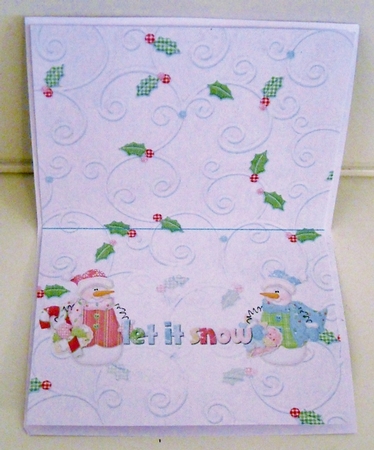 Snowman Christmas Insert to fit 5 x 7 Inch Tent Card Let It Snow by Pam Stubley
