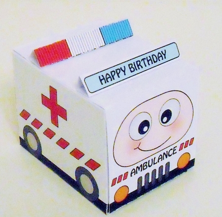 3D Cute Transport Treat Box Gift Set Mini Kit - Ambulance by Pam Stubley