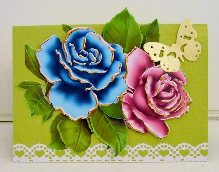 Gold Trim Rose Bouquet Kit-9 by Pam Stubley