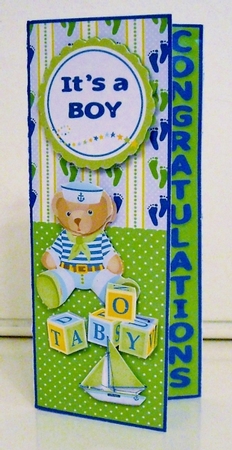 All-in-One Fold Baby Boy Card & Decoupage layers by Pam Stubley