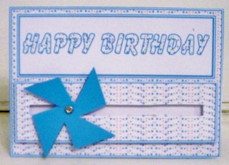 A5 white stars pinwheel slider card front by Pam Stubley