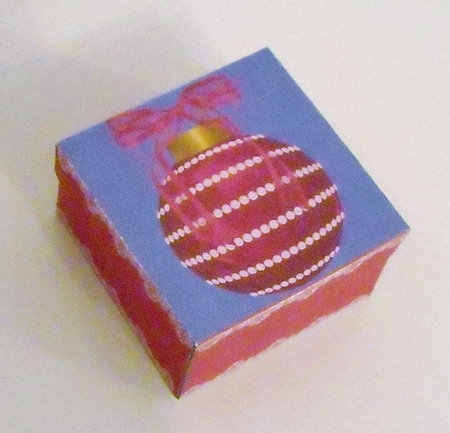 CHRISTMAS GIFT BOX WITH BAUBLE AND LACE 1 by Pam Stubley
