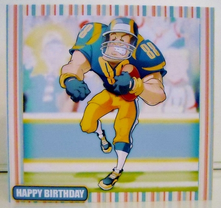 American Football Dude (Blue and Yellow) 8x8 by Pam Stubley