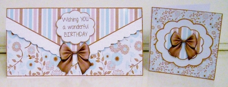 Envelope Look Floral Card Set - Blue & Brown by Pam Stubley