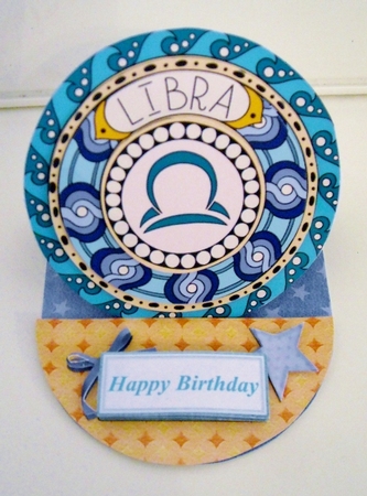 Libra - Zodiac Easel Birthday Card by Pam Stubley