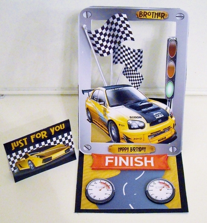Forever Framed Easel Card - The Race is On by Pam Stubley