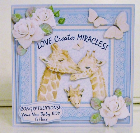 7x7 Card Front - Love Creates Miracles! New Baby Boy by Pam Stubley