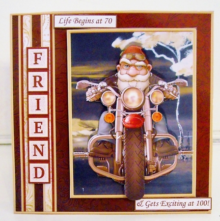 BIKER MALE LIFE BEGINS AT Humorous 7.5 Decoupage & Insert Kit by Pam Stubley